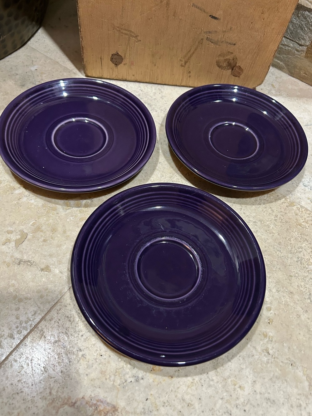FIESTAWARE Dark Purple Plum Ceramic Saucer Plates - Set of 3